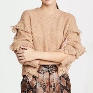 3.1 Phillip Lim Tan Alpaca Wool Fringe Sweater
